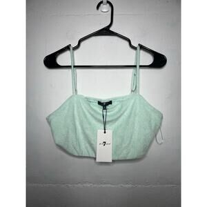 NEW Seven for all Mankind Terry Cloth Cropped Tank Top Size Medium Green